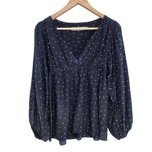 Amanda Uprichard Star Print Balloon Sleeve Blouse Silk Women's‎ Size M Black